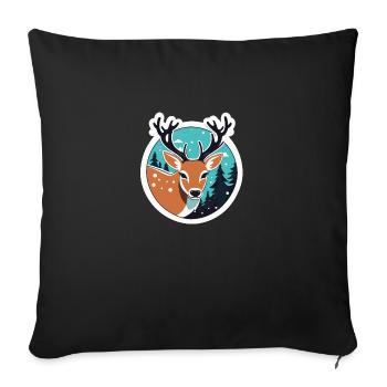 Reindeer Christmas Drawing - Sofa pillowcase 17,3'' x 17,3'' (45 x 45 cm) - black - Front