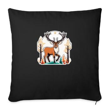 Reindeer Christmas Drawing - Sofa pillowcase 17,3'' x 17,3'' (45 x 45 cm) - black - Front