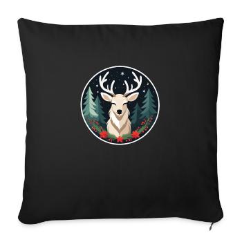 Reindeer Christmas Drawing - Sofa pillowcase 17,3'' x 17,3'' (45 x 45 cm) - black - Front