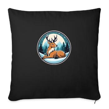 Reindeer Christmas Drawing - Sofa pillowcase 17,3'' x 17,3'' (45 x 45 cm) - black - Front