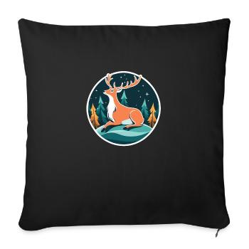 Reindeer Christmas Drawing - Sofa pillowcase 17,3'' x 17,3'' (45 x 45 cm) - black - Front