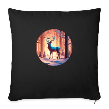 Reindeer Low Poly Christmas - Sofa pillowcase 17,3'' x 17,3'' (45 x 45 cm) - black - Front