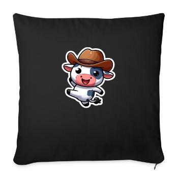 Adorable Dancing Cartoon Cow in Cowboy Hat - Sofa pillowcase 17,3'' x 17,3'' (45 x 45 cm) - black - Front