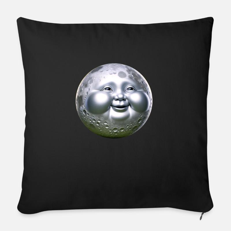 Lune de Bouddha - Housse de coussin décorative 45 x 45 cm - noir