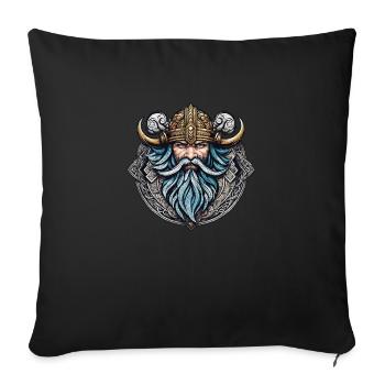 Wikinger Odin Thor Walhalla - Sofakissenbezug 45 x 45 cm - Schwarz - Vorne
