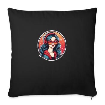 Mädchen Weihnachten Zeichnung - Sofakissenbezug 45 x 45 cm - Schwarz - Vorne