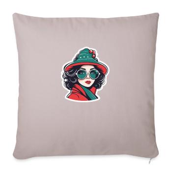 Girl Christmas Illustration - Sofa pillowcase 17,3'' x 17,3'' (45 x 45 cm) - light taupe - Front