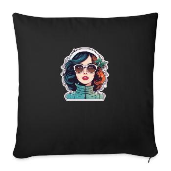 Mädchen Weihnachten Zeichnung - Sofakissenbezug 45 x 45 cm - Schwarz - Vorne
