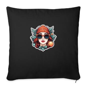 Girl Christmas Illustration - Sofa pillowcase 17,3'' x 17,3'' (45 x 45 cm) - black - Front
