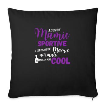 Mamie suportive - Housse de coussin décorative 45 x 45 cm - noir - Devant