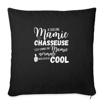 Mamie chasseuse - Housse de coussin décorative 45 x 45 cm - noir - Devant