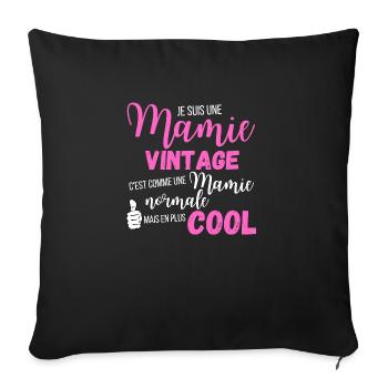 Mamie vintage - Housse de coussin décorative 45 x 45 cm - noir - Devant