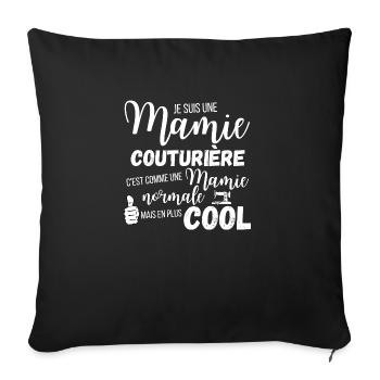 Mamie couturiere - Housse de coussin décorative 45 x 45 cm - noir - Devant