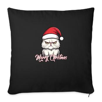 Weihnachts Katze - Sofakissenbezug 45 x 45 cm - Schwarz - Vorne