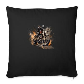 Des motifs de moto uniques pour les motards - Housse de coussin décorative 45 x 45 cm - noir - Devant