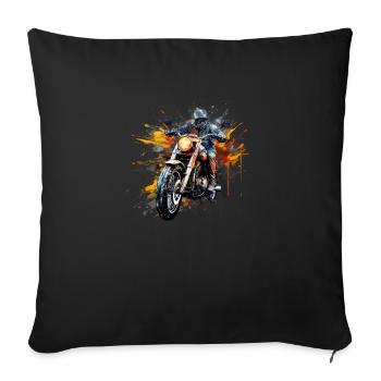 Flair de moto pour les motards avec style de vie chemise - Housse de coussin décorative 45 x 45 cm - noir - Devant