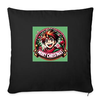 « Magie de Noël Anime : Joyeux Noël Manga » - Housse de coussin décorative 45 x 45 cm - noir - Devant