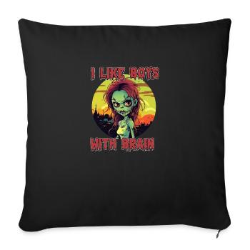 Zombie - I LIKE BOYS WITH BRAIN - Sofa pillowcase 17,3'' x 17,3'' (45 x 45 cm) - black - Front