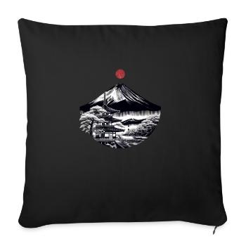 Mont fuji couché de soleil - Housse de coussin décorative 45 x 45 cm - noir - Devant