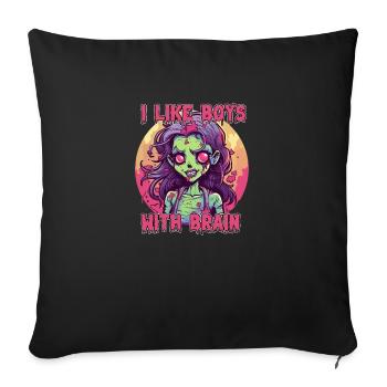 Zombie - I LIKE BOYS WITH BRAIN - Sofa pillowcase 17,3'' x 17,3'' (45 x 45 cm) - black - Front