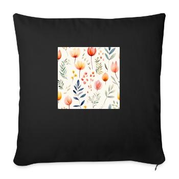 Blooming in watercolors - Sofa pillowcase 17,3'' x 17,3'' (45 x 45 cm) - black - Front