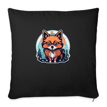 Illustration de Noël poméranien - Housse de coussin décorative 45 x 45 cm - noir - Devant