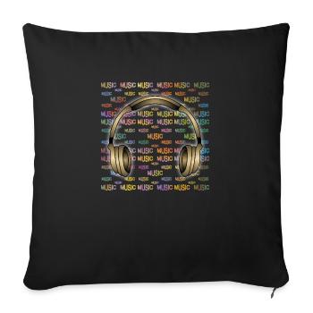 Earphone - Sofa pillowcase 17,3'' x 17,3'' (45 x 45 cm) - black - Front