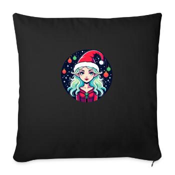 Elf Christmas Illustration - Sofa pillowcase 17,3'' x 17,3'' (45 x 45 cm) - black - Front