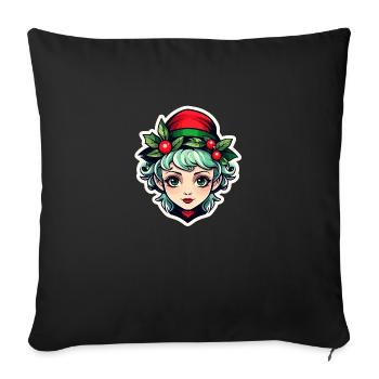 Elf Christmas Illustration - Sofa pillowcase 17,3'' x 17,3'' (45 x 45 cm) - black - Front