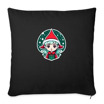Elf Christmas Illustration - Sofa pillowcase 17,3'' x 17,3'' (45 x 45 cm) - black - Front