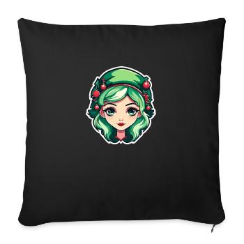 Elf Christmas Illustration - Sofa pillowcase 17,3'' x 17,3'' (45 x 45 cm) - black - Front