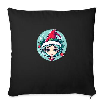 Elf Christmas Illustration - Sofa pillowcase 17,3'' x 17,3'' (45 x 45 cm) - black - Front