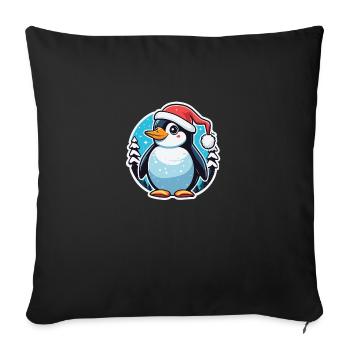 Penguin Christmas Illustration - Sofa pillowcase 17,3'' x 17,3'' (45 x 45 cm) - black - Front