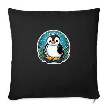Penguin Christmas Illustration - Sofa pillowcase 17,3'' x 17,3'' (45 x 45 cm) - black - Front