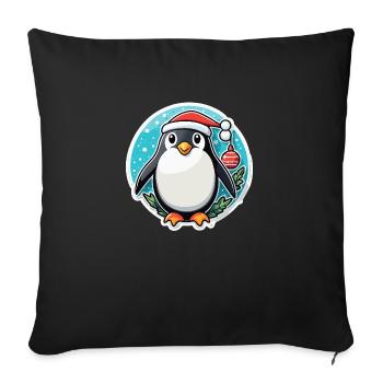 Penguin Christmas Illustration - Sofa pillowcase 17,3'' x 17,3'' (45 x 45 cm) - black - Front
