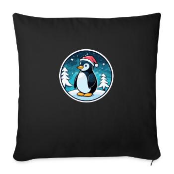 Penguin Christmas Illustration - Sofa pillowcase 17,3'' x 17,3'' (45 x 45 cm) - black - Front
