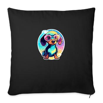 Dackel Hund Illustration - Sofakissenbezug 45 x 45 cm - Schwarz - Vorne