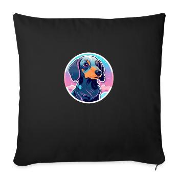 Dackel Hund Illustration - Sofakissenbezug 45 x 45 cm - Schwarz - Vorne