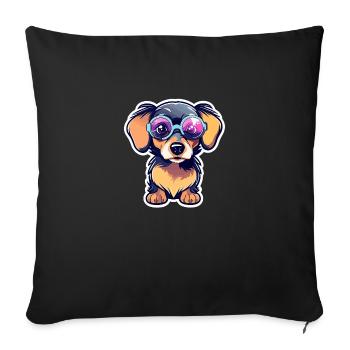 Dackel Hund Illustration - Sofakissenbezug 45 x 45 cm - Schwarz - Vorne