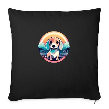 Dackel Hund Illustration - Sofakissenbezug 45 x 45 cm - Schwarz - Vorne