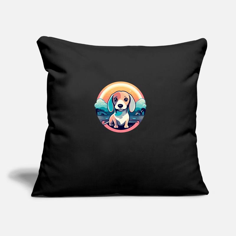 Illustration de chien teckel Housse de coussin décorative 45 x 45 cm