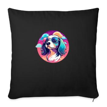 Dackel Hund Illustration - Sofakissenbezug 45 x 45 cm - Schwarz - Vorne