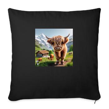A cute Highland cow standing with others - Sofakissenbezug 45 x 45 cm - Schwarz - Vorne