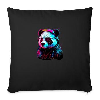 Panda hipster - Sofa pillowcase 17,3'' x 17,3'' (45 x 45 cm) - black - Front