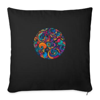 Psychedelischer Wirbel - Sofakissenbezug 45 x 45 cm - Schwarz - Vorne