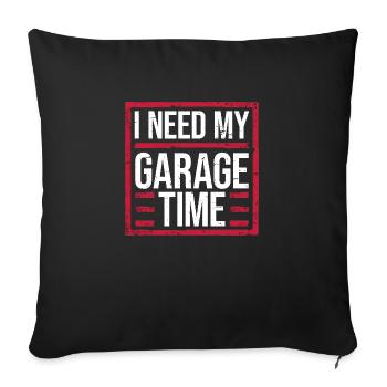 J’ai besoin de mon temps de garage drôle de mécanicien disant - Housse de coussin décorative 45 x 45 cm - noir - Devant