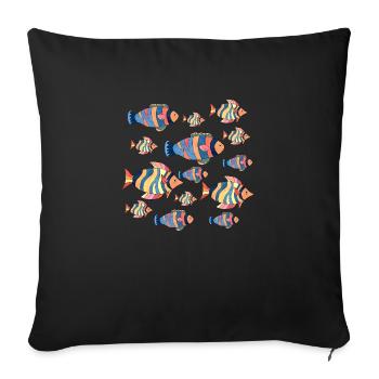 Poissons - Housse de coussin décorative 45 x 45 cm - noir - Devant