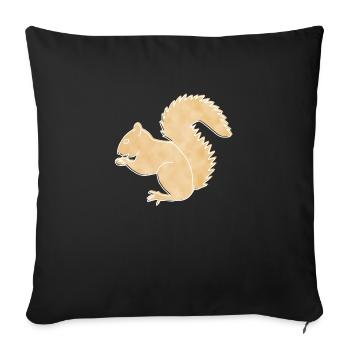 Écureuil, Boho Line Art Design, série « Bois » - Housse de coussin décorative 45 x 45 cm - noir - Devant