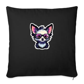 Chihuahua Dog Drawing - Sofa pillowcase 17,3'' x 17,3'' (45 x 45 cm) - black - Front