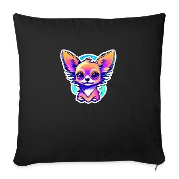 Chihuahua Dog Drawing - Sofa pillowcase 17,3'' x 17,3'' (45 x 45 cm) - black - Front